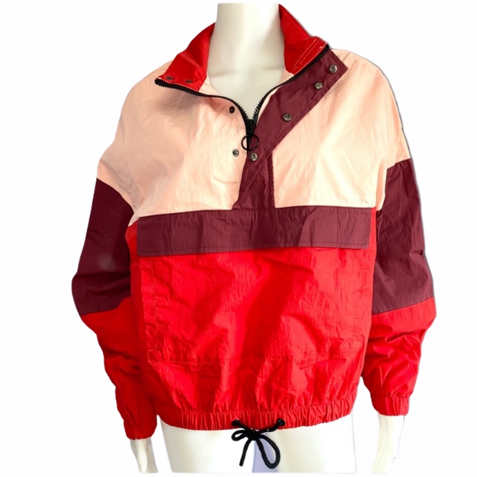 Nwt Secndnture Color-Block Red Windbreaker Jacket Size Medium